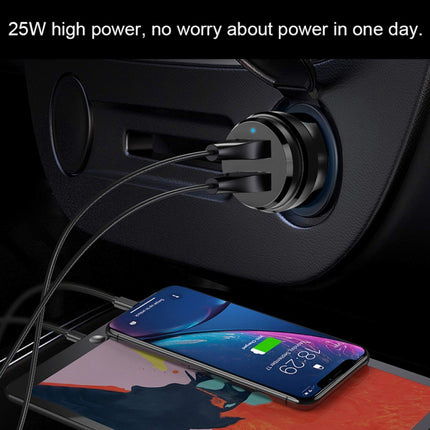 ipipoo XP-1 Dual USB Car Fast Charging Charger with Android Line (Black)-garmade.com