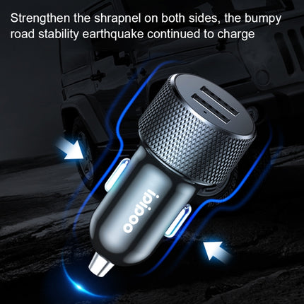 ipipoo XP-2 Dual USB Car Fast Charging Charger with Android Line(Black)-garmade.com