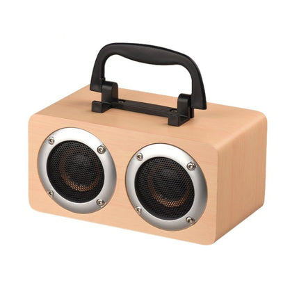 W5B Wooden Portable Dual Horn Stereo Bluetooth Speaker with Phone Holder, Support TF Card / AUX (Yellow)-garmade.com