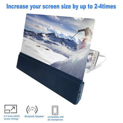 F5 12 inch Universal Mobile Phone Screen Amplifier HD Video Amplifier with Stand & Speaker, Charging Version-garmade.com