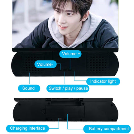 F9 10 inch Universal Chargeable Mobile Phone Screen Amplifier HD Video Amplifier with Silicone Suction Cup Stand & Bluetooth Speaker(Black)-garmade.com