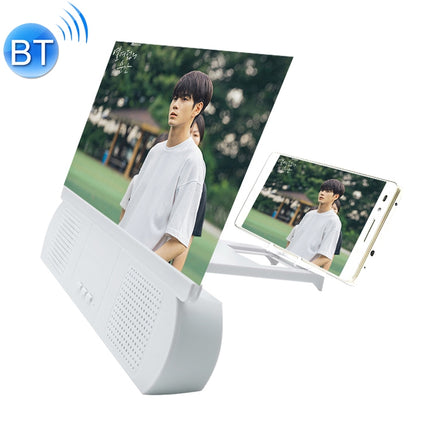 F9 10 inch Universal Chargeable Mobile Phone Screen Amplifier HD Video Amplifier with Silicone Suction Cup Stand & Bluetooth Speaker(White)-garmade.com