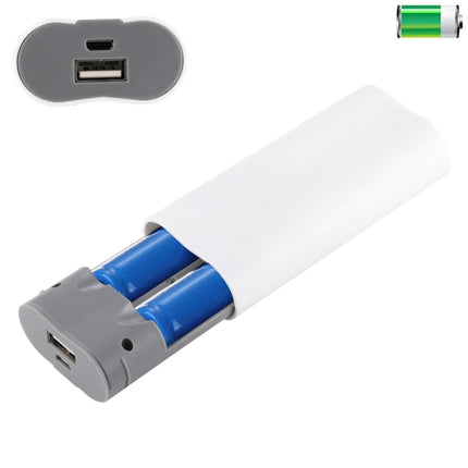 DIY 2x 18650 Batteries (Not Included) Portable Power Bank Shell Box Charger(White)-garmade.com