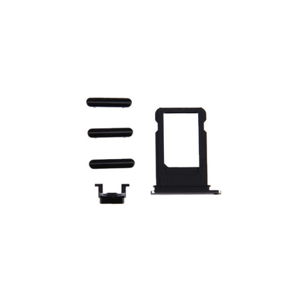 Card Tray + Volume Control Key + Power Button + Mute Switch Vibrator Key for iPhone 7(Black)-garmade.com