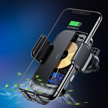 X7 Car Air Outlet Wireless Charging Mobile Phone Gravity Bracket Holder (Black)-garmade.com