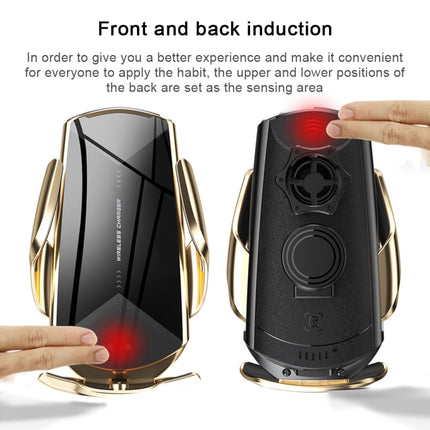 Q2 15W Universal Rotation Infrared Induction Magnetic Car Wireless Charging Mobile Phone Holder with Micro USB + 8 Pin + Type-C / USB-C Magnetic Connector(Gold)-garmade.com