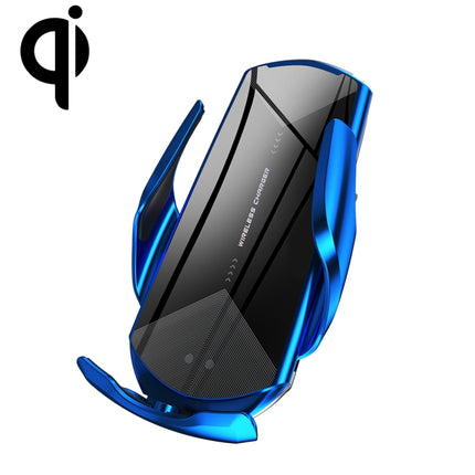 Q2 15W Universal Rotation Infrared Induction Magnetic Car Wireless Charging Mobile Phone Holder with Micro USB + 8 Pin + Type-C / USB-C Magnetic Connector(Blue)-garmade.com