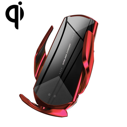 Q2 15W Universal Rotation Infrared Induction Magnetic Car Wireless Charging Mobile Phone Holder with Micro USB + 8 Pin + Type-C / USB-C Magnetic Connector(Red)-garmade.com