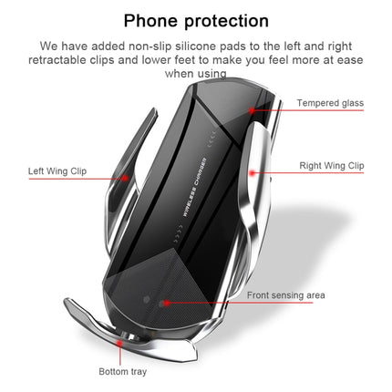 Q2 15W Universal Rotation Infrared Induction Magnetic Car Wireless Charging Mobile Phone Holder with Micro USB + 8 Pin + Type-C / USB-C Magnetic Connector(Red)-garmade.com