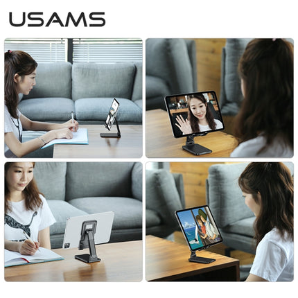 USAMS US-ZJ059 Retractable Mobile Phone Tablet Desktop Stand Holder (Black)-garmade.com