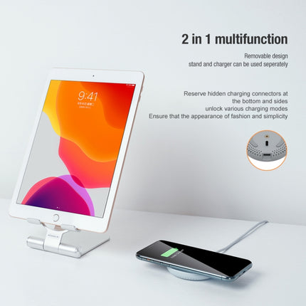 NILLKIN 2 in 1 15W PoweHold Mini Vertical Foldable Detachable Wireless Charger Mobile Phone Holder (Silver)-garmade.com