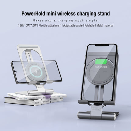 NILLKIN 2 in 1 15W PoweHold Mini Vertical Foldable Detachable Wireless Charger Mobile Phone Holder (Dark Gray)-garmade.com