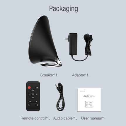 NILLKIN MC5 Pro 36W TWS Speaker Shape Wireless Bluetooth Speaker, Support Game / Music Mode & AUX Audio & NFC Pairing, US Plug(Black)-garmade.com