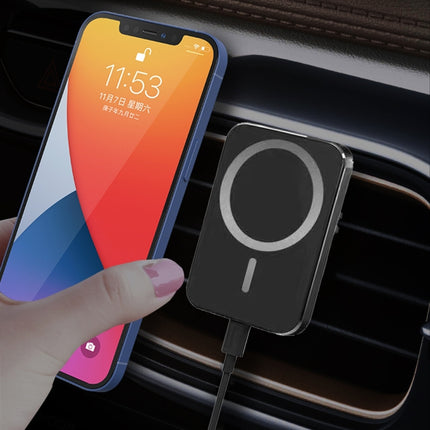 X16 Magsafe Car Air Outlet Vent Mount Clamp Holder 15W Fast Charging Qi Magnetic Wireless Charger(Black)-garmade.com