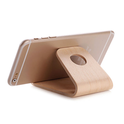 JS01 Wooden Desktop Phone Holder Universal Curved Wood Support Frame For Tablet Phones (Lindens)-garmade.com