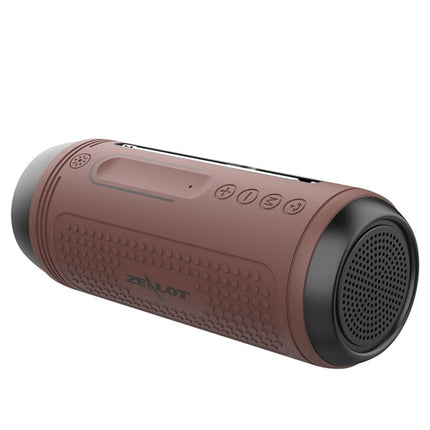 ZEALOT A1 Multifunctional Bass Wireless Bluetooth Speaker, Built-in Microphone, Support Bluetooth Call & AUX & TF Card & LED Lights (Brown)-garmade.com