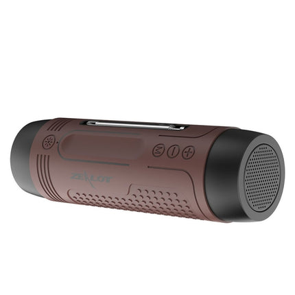 ZEALOT A2 Multifunctional Bass Wireless Bluetooth Speaker, Built-in Microphone, Support Bluetooth Call & AUX & TF Card & LED Lights (Brown)-garmade.com