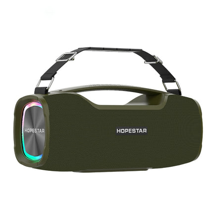 HOPESTAR A6X TWS Portable Outdoor Bluetooth Speaker with Colorful Music Lights, Support Power Bank & Hands-free Call & U Disk & TF Card & 3.5mm AUX(Green)-garmade.com