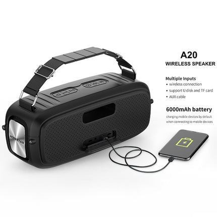 HOPESTAR A20 TWS Portable Outdoor Waterproof Subwoofer Bluetooth Speaker, Support Power Bank & Hands-free Call & U Disk & TF Card & 3.5mm AUX(Black)-garmade.com