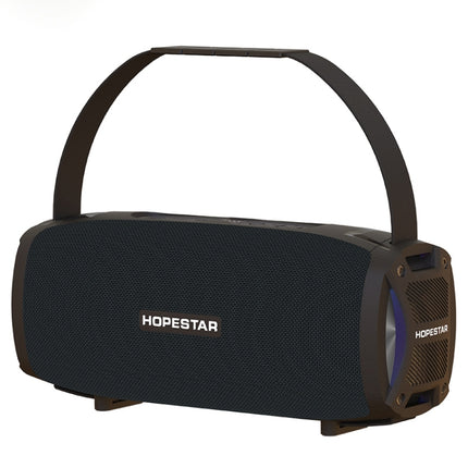HOPESTAR H24 Pro TWS Portable Outdoor Waterproof Woven Textured Bluetooth Speaker with Rhythm Light, Support Hands-free Call & U Disk & TF Card & 3.5mm AUX & FM (Black)-garmade.com