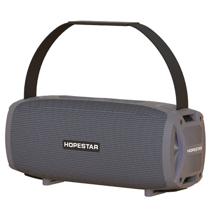 HOPESTAR H24 Pro TWS Portable Outdoor Waterproof Woven Textured Bluetooth Speaker with Rhythm Light, Support Hands-free Call & U Disk & TF Card & 3.5mm AUX & FM (Grey)-garmade.com