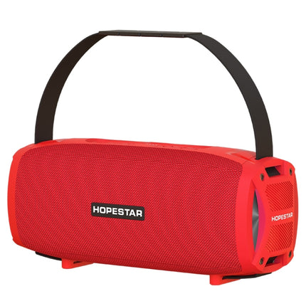 HOPESTAR H24 Pro TWS Portable Outdoor Waterproof Woven Textured Bluetooth Speaker with Rhythm Light, Support Hands-free Call & U Disk & TF Card & 3.5mm AUX & FM (Red)-garmade.com