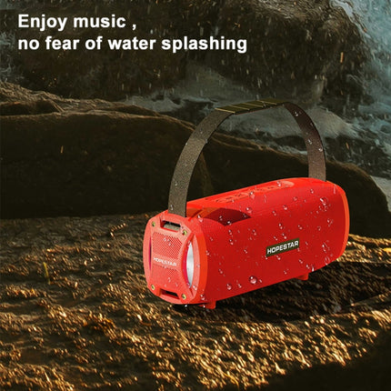 HOPESTAR H24 Pro TWS Portable Outdoor Waterproof Woven Textured Bluetooth Speaker with Rhythm Light, Support Hands-free Call & U Disk & TF Card & 3.5mm AUX & FM (Black)-garmade.com