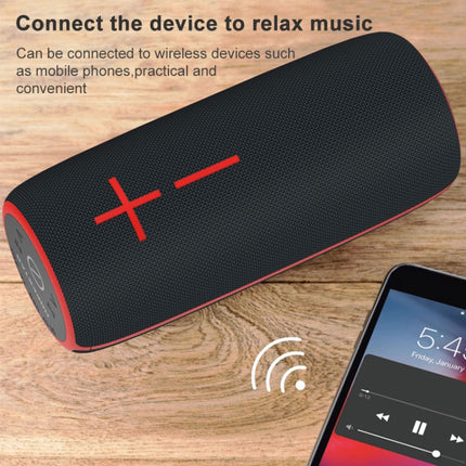 HOPESTAR P21 TWS Portable Outdoor Waterproof Woven Textured Bluetooth Speaker, Support Hands-free Call & U Disk & TF Card & 3.5mm AUX & FM (Black)-garmade.com
