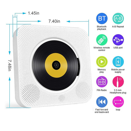 The Second Generation Portable Digital Display Bluetooth Speaker CD Player with Remote Control (White)-garmade.com