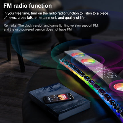 SOAIY SH39 Colorful Spectrum Lighting Effect + Mechanical Buttons + Clock Alarm + Battery Desktop Home Gaming Bluetooth Speaker(Black)-garmade.com