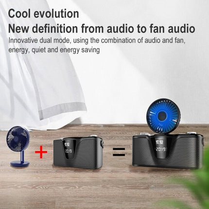 SOAIY K2 Wireless Bluetooth Subwoofer Insert Card 3D Surround Mini Speaker with Electric Fan(White)-garmade.com