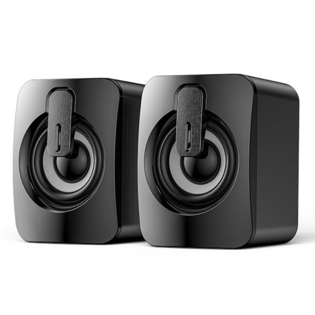 A2 USB 2.0 Wire-controlled Non-luminous Mobile Phone Computer Mini Desktop Speaker(Black)-garmade.com