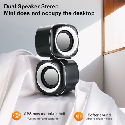 A1 Upgraded Version USB Wire-controlled 4D Stereo Sound Mini Wired Speaker, Cable Length: 1.3m(White)-garmade.com