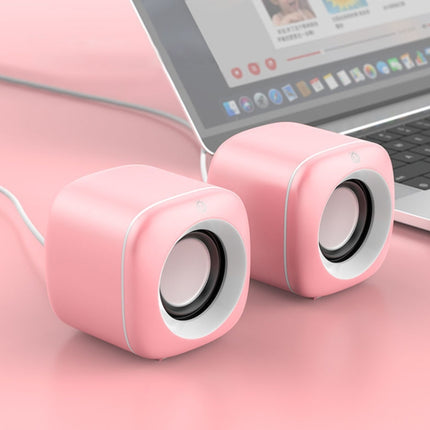 A1 USB Wire-controlled 9D Subwoofer Sound Mini Wired Speaker, Premium Version(Pink)-garmade.com