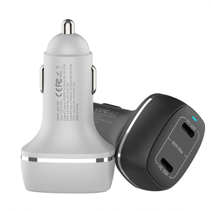 ACC-580 Dual Ports PD 60W Fast Charging Car Charger(White)-garmade.com