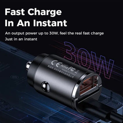 REMAX RCC332 Tanya Pro Series 2 in 1 Car 30W PD Fast Charger (Grey)-garmade.com