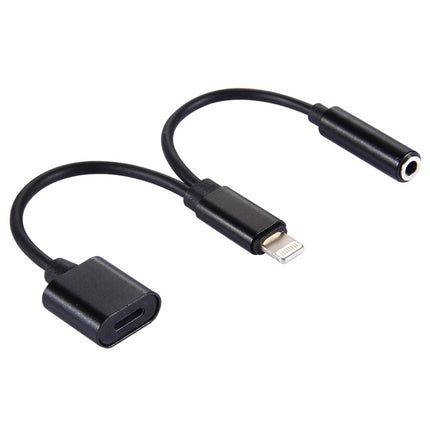 10cm 8 Pin Female & 3.5mm Audio Female to 8 Pin Male Charger&#160;Adapter Cable, Support All IOS Systems(Black)-garmade.com