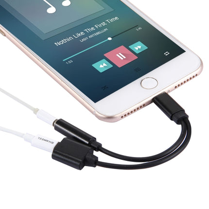 10cm 8 Pin Female & 3.5mm Audio Female to 8 Pin Male Charger&#160;Adapter Cable, Support All IOS Systems(Black)-garmade.com