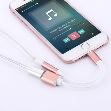 10cm 8 Pin Female & 3.5mm Audio Female to 8 Pin Male Charger&#160;Adapter Cable, Support All IOS Systems(Rose Gold)-garmade.com