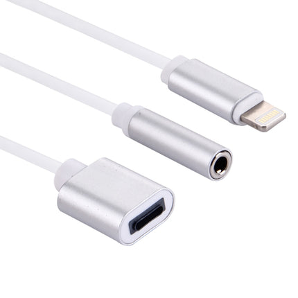 10cm 8 Pin Female & 3.5mm Audio Female to 8 Pin Male Charger&#160;Adapter Cable, Support All IOS Systems(Silver)-garmade.com