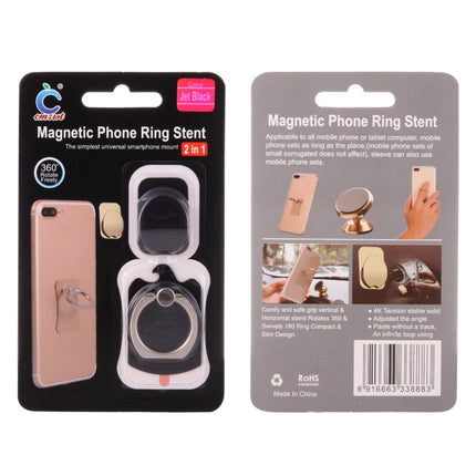 Cmzact CPS-2in1 2 in 1 Eagle Shape 360 Degrees Rotation Magnetic Phone Ring Stent Car Hook Mount(Black)-garmade.com