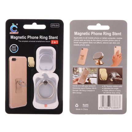 Cmzact CPS-2in1 2 in 1 Eagle Shape 360 Degrees Rotation Magnetic Phone Ring Stent Car Hook Mount(Silver)-garmade.com