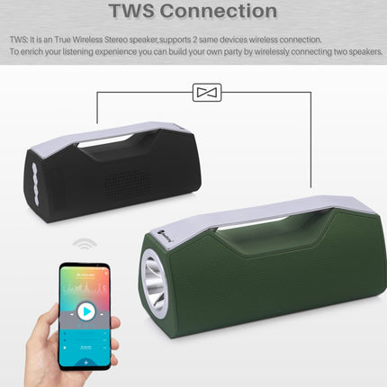 NewRixing NR-2028 Portable Lighting Wireless Bluetooth Stereo Speaker Support TWS Function Speaker (Black)-garmade.com