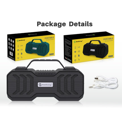 NewRixing NR-4500 Portable Wireless Bluetooth Stereo Speaker Support TWS / FM Function Speaker (Green)-garmade.com