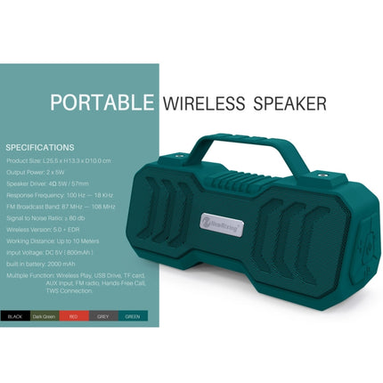 NewRixing NR-4500 Portable Wireless Bluetooth Stereo Speaker Support TWS / FM Function Speaker (Grey)-garmade.com