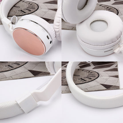 SH-16 Headband Folding Stereo Wireless Bluetooth Headphone Headset, Support 3.5mm Audio & Hands-free Call & TF Card &FM, for iPhone, iPad, iPod, Samsung, HTC, Sony, Huawei, Xiaomi and other Audio Devices(Gold)-garmade.com
