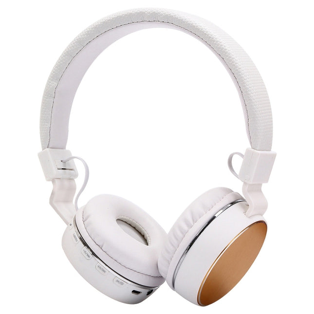 SH-16 Headband Folding Stereo Wireless Bluetooth Headphone Headset, Support 3.5mm Audio & Hands-free Call & TF Card &FM, for iPhone, iPad, iPod, Samsung, HTC, Sony, Huawei, Xiaomi and other Audio Devices(Gold)-garmade.com