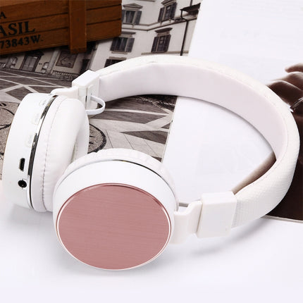 SH-16 Headband Folding Stereo Wireless Bluetooth Headphone Headset, Support 3.5mm Audio & Hands-free Call & TF Card &FM, for iPhone, iPad, iPod, Samsung, HTC, Sony, Huawei, Xiaomi and other Audio Devices(Rose Gold)-garmade.com