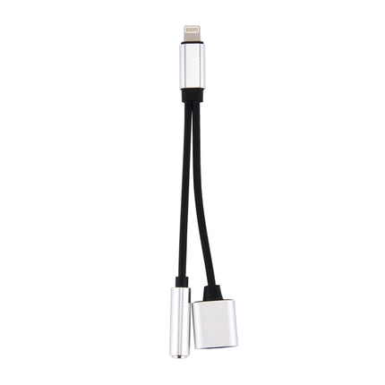 10cm 8 Pin Female & 3.5mm Audio Female to 8 Pin Male Charger Adapter Cable, Support All iOS System(Silver)-garmade.com
