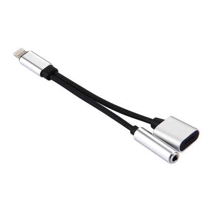 10cm 8 Pin Female & 3.5mm Audio Female to 8 Pin Male Charger Adapter Cable, Support All iOS System(Silver)-garmade.com